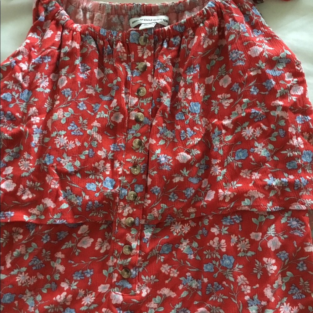 American Eagle Red Printed Romper